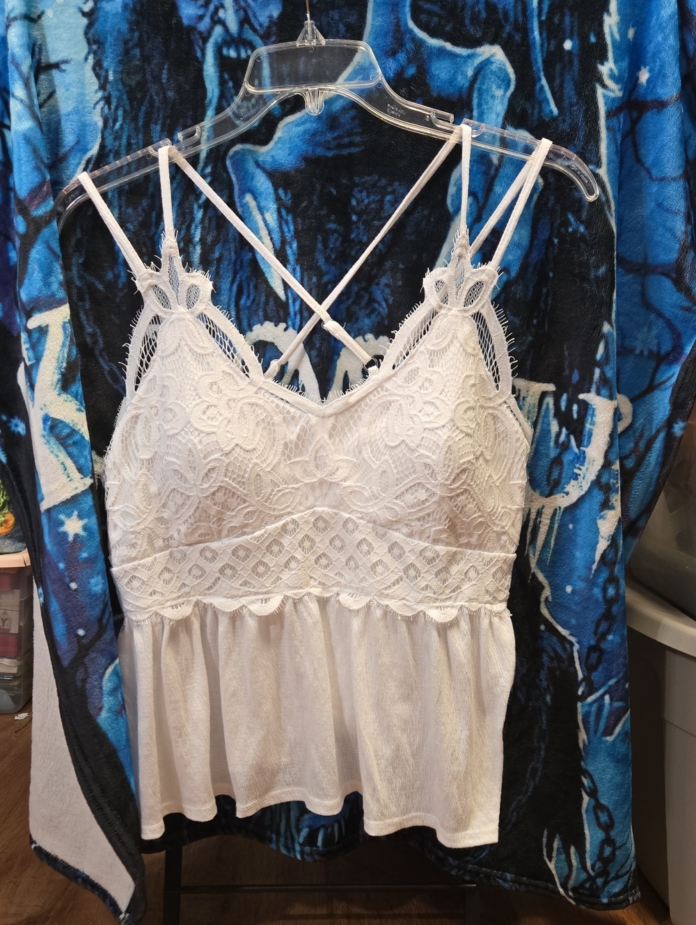 No Boundaries White Lace Peplum Cami